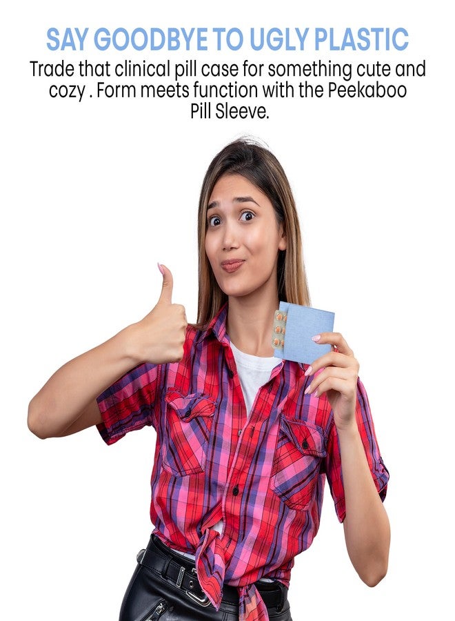 HIGHERHUMAN Peekaboo Pill Sleeve – Cute Birth Control Case – Soft Cotton Fabric Privacy Cover for Your Birth Control Pill Case – Pouch for 4” x 3” Packets (Sky Blue) - Image 2